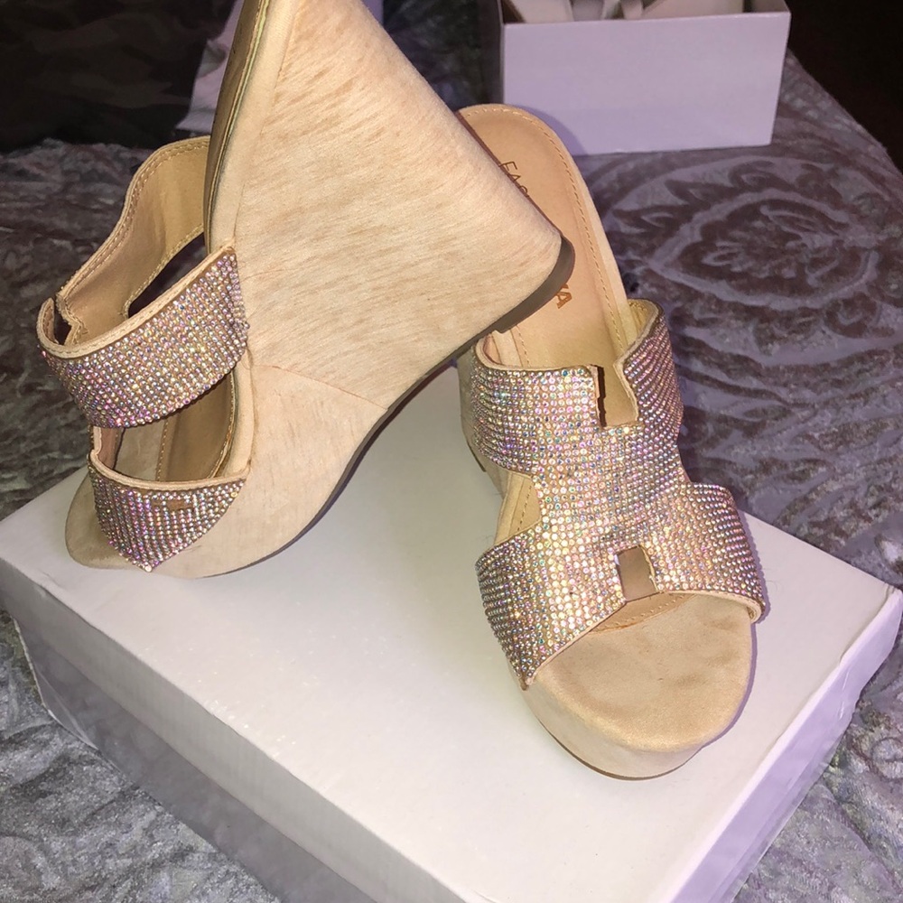 Rhinestone platform wedges